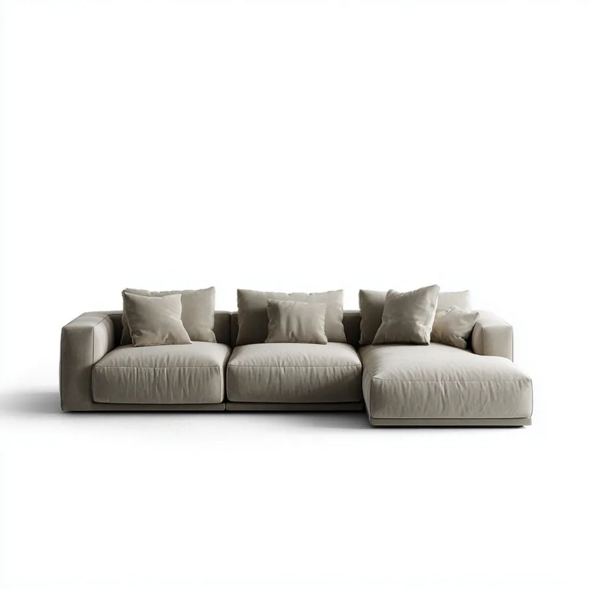 Modułowa sofa narożna 3-osobowa w kształcie L z tkaniny, szarobeżowa, prawostronna, 310 × 170 × 78 cm
