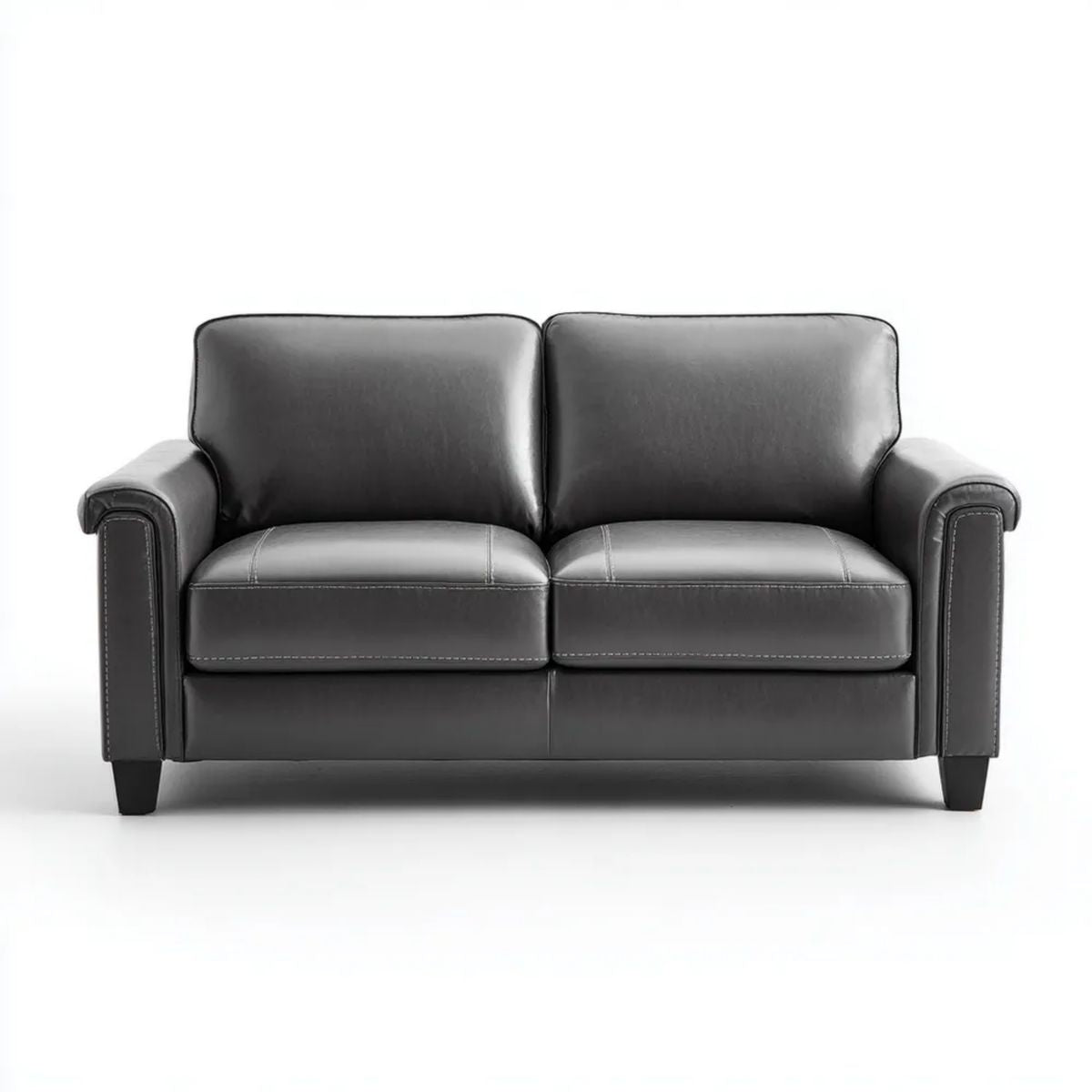 Czarna sofa dwuosobowa ze skóry syntetycznej 150 × 85 × 90 cm