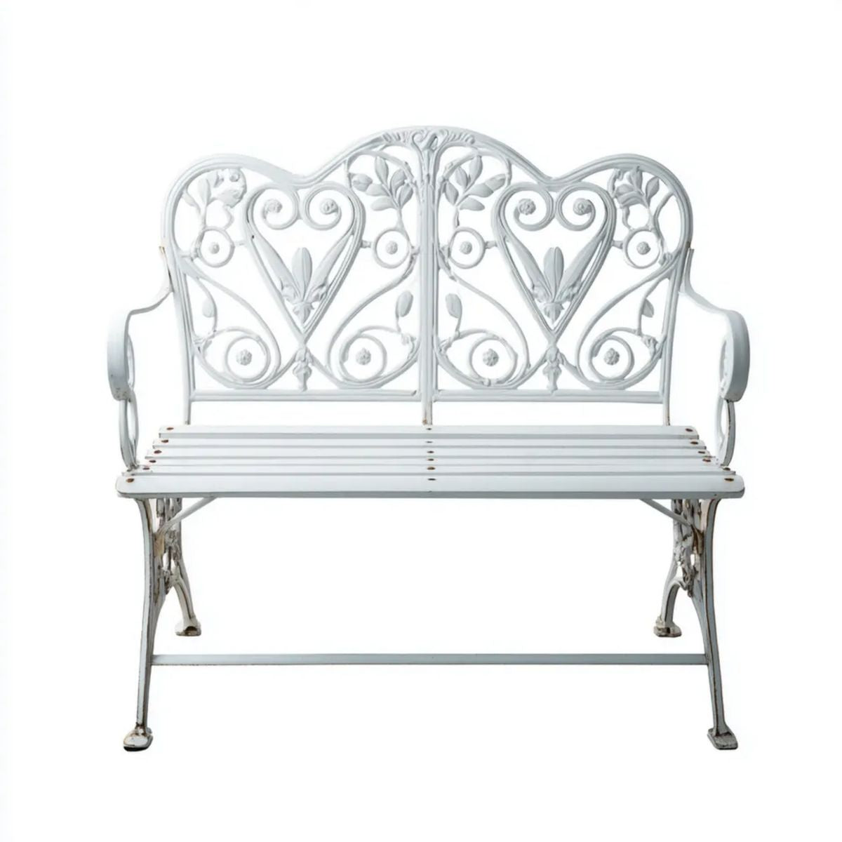 Biała 2-osobowa ławka ogrodowa z odlewanego aluminium 120 x 60 x 85 cm
