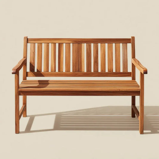 Dwuosobowa drewniana ławka ogrodowa brązowa 120 x 65 x 90 cm