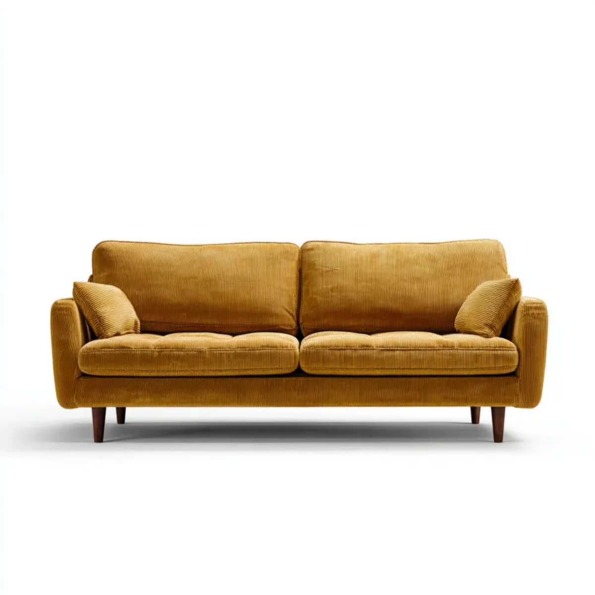 Trzyosobowa sofa sztruksowa musztardowa 210 x 92 x 88 cm