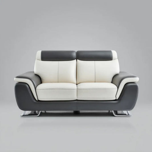 Sofa dwuosobowa czarno-biała z tapicerką PU, 160 × 90 × 98 cm