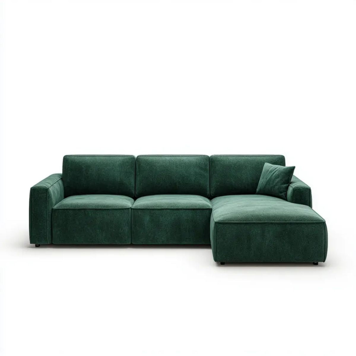 Prawostronny narożnik modułowy 3-osobowy z szezlongiem, zielony, tapicerka poliestrowa, 280 × 160 × 85 cm