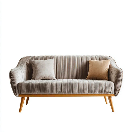 Sofa dwuosobowa taupe z tapicerką sztruksową z poliestru 150 x 82 x 85 cm