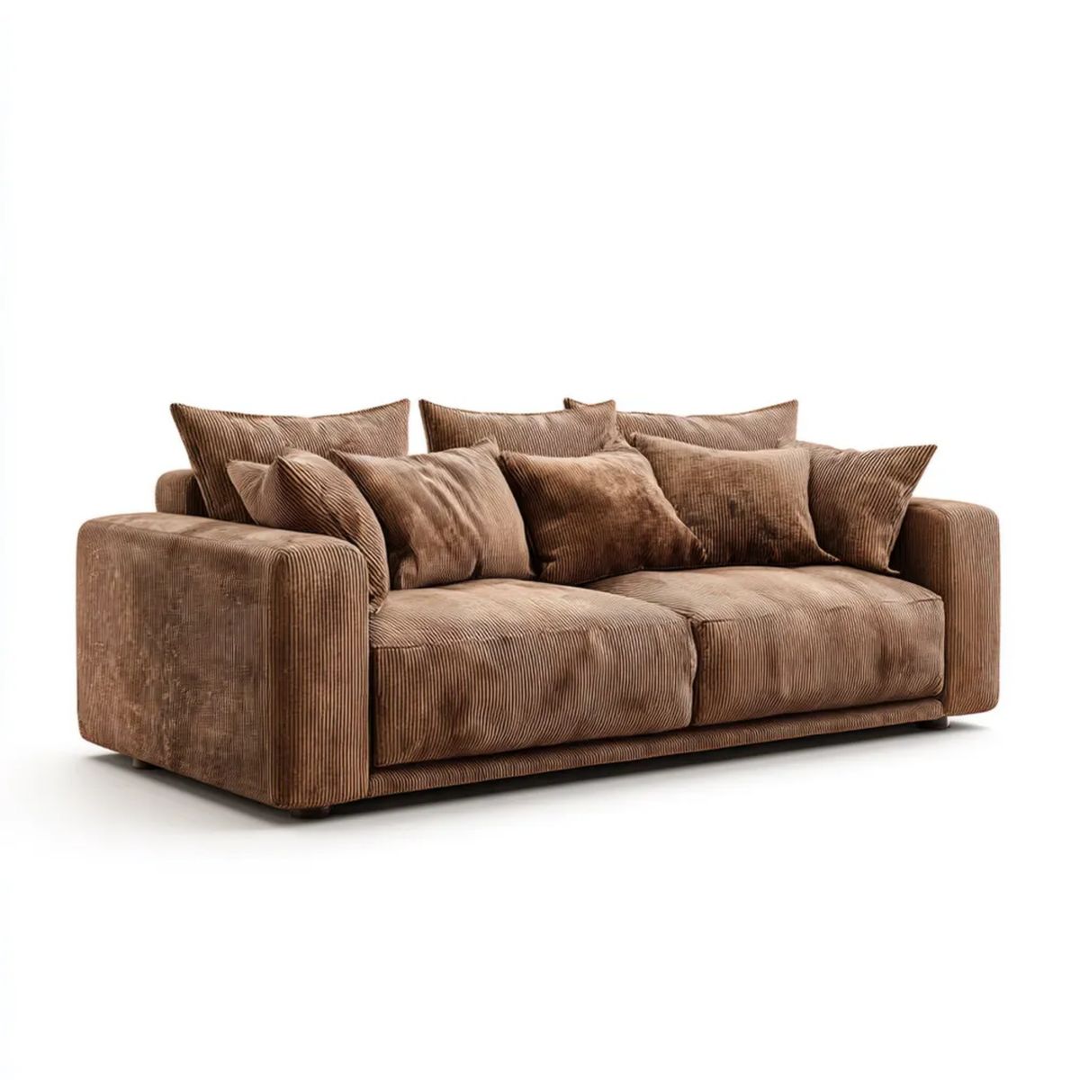 Sofa 3-osobowa brązowa z sztruksu poliestrowego 230 x 100 x 78 cm