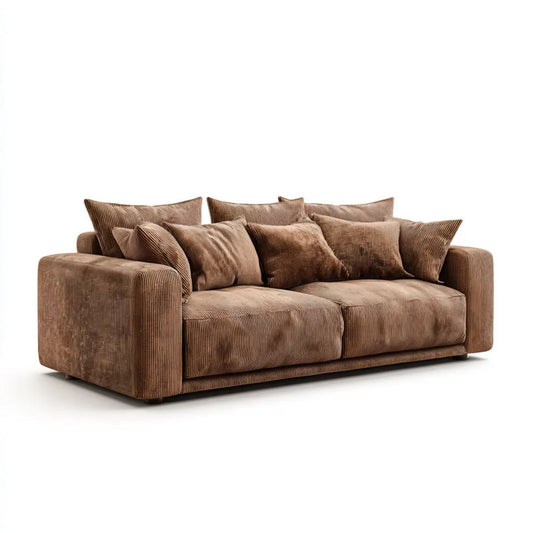 Sofa 3-osobowa brązowa z sztruksu poliestrowego 230 x 100 x 78 cm