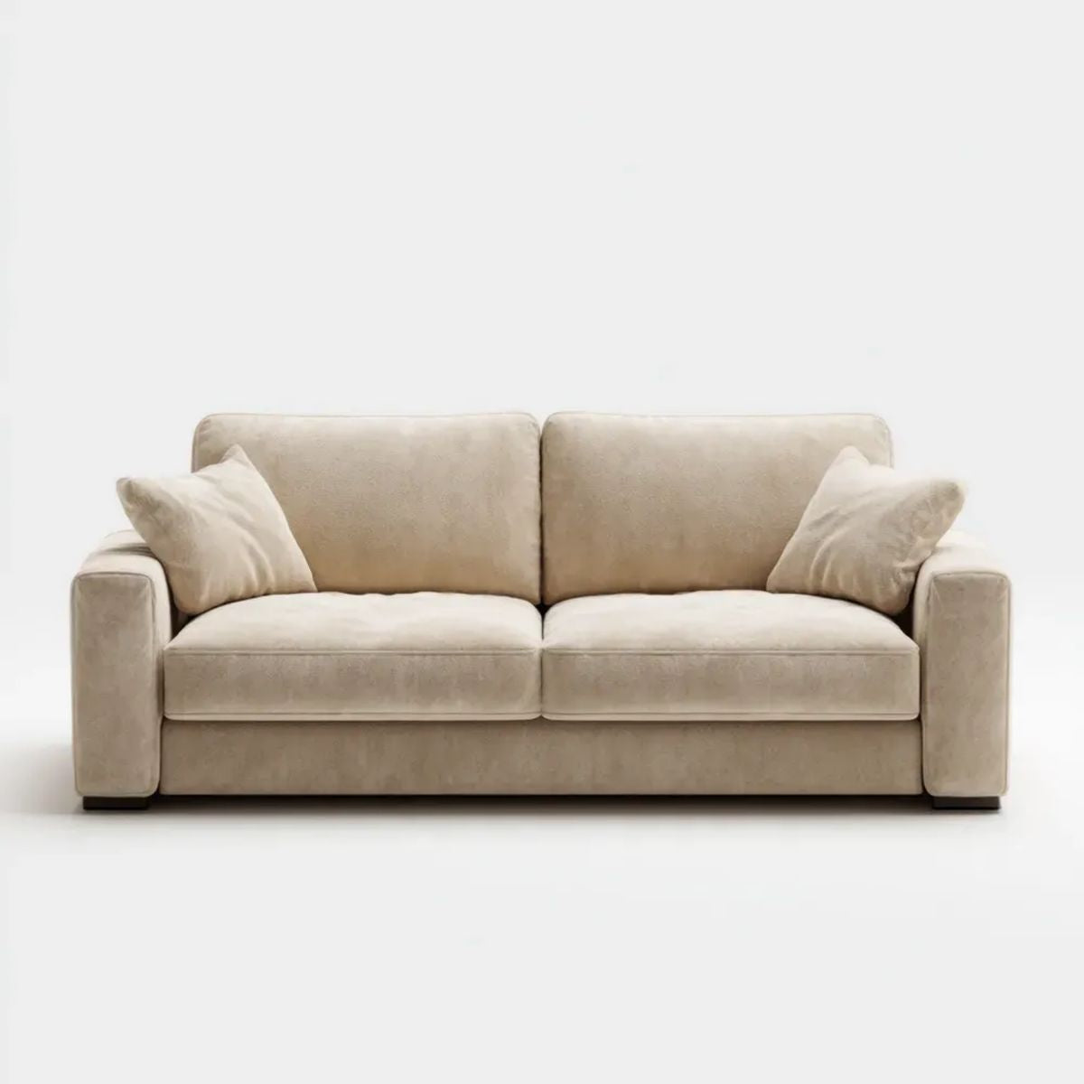 Beżowa sofa dwuosobowa z aksamitu 180 × 90 × 85 cm