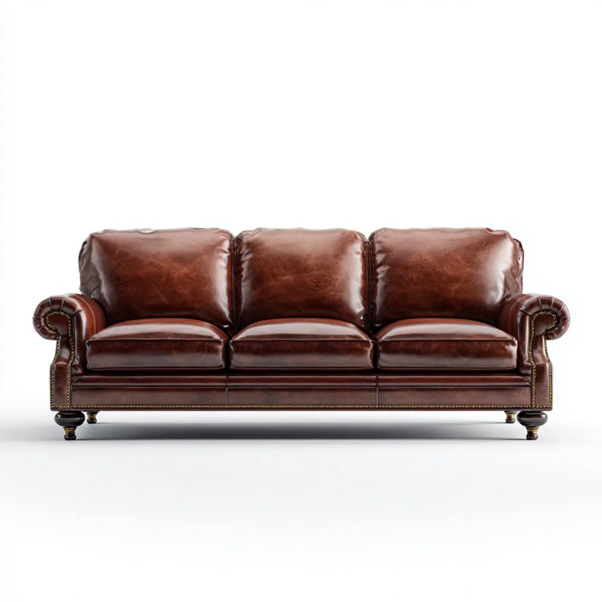 Klasyczna trzyosobowa sofa brązowa z tapicerką PU 220 x 95 x 90 cm