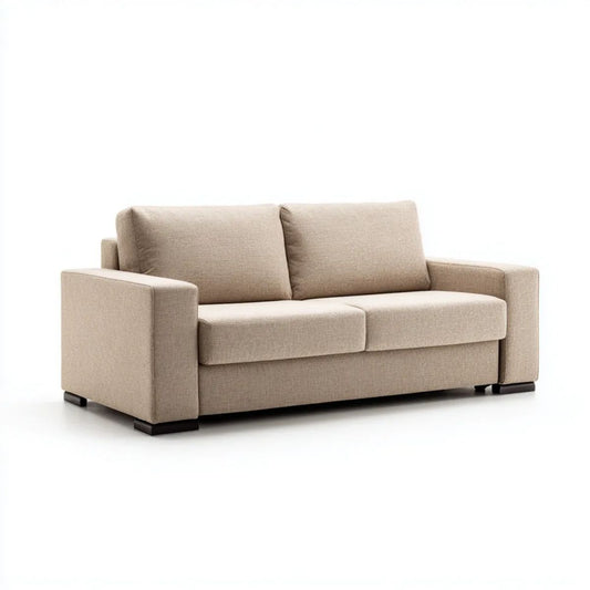 Beżowa sofa dwuosobowa z tapicerką poliestrową 170 x 90 x 85 cm