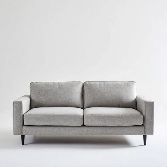Szara dwuosobowa sofa z tapicerką poliestrową 160 × 85 × 82 cm