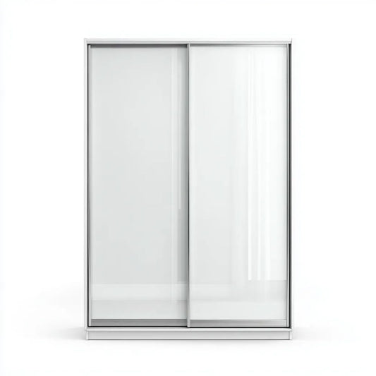 Biała szafa przesuwna ze szkłem matowym i aluminium 120 x 60 x 200 cm